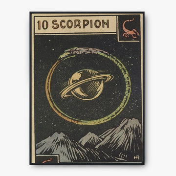 Sternzeichen Skorpion und Saturn - Vintage Astrologie Poster